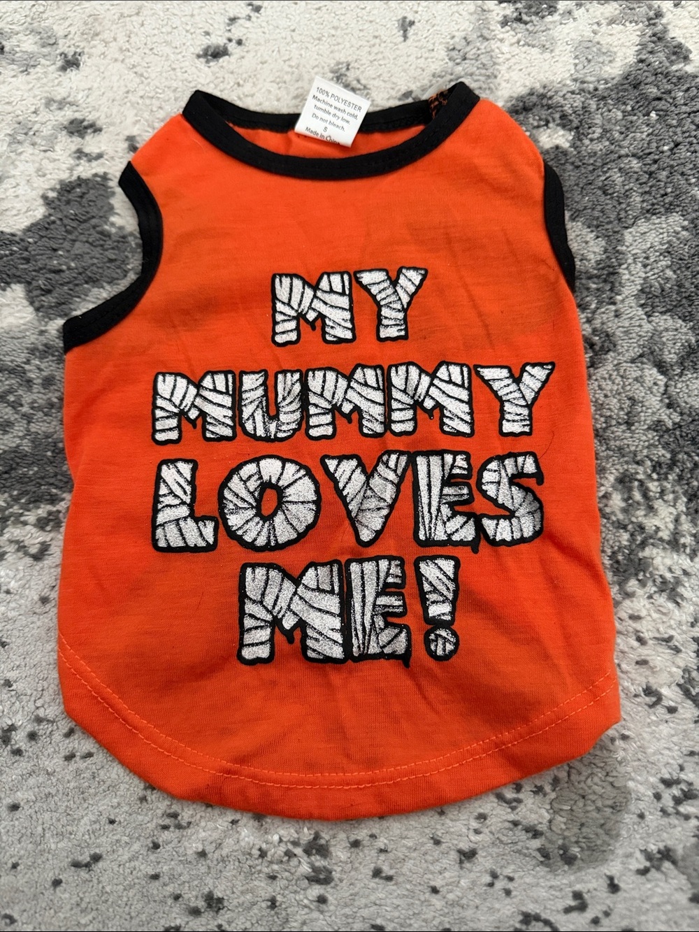 Pets Orange Tank Top with 'My Mummy Loves Me' Graphic nwot